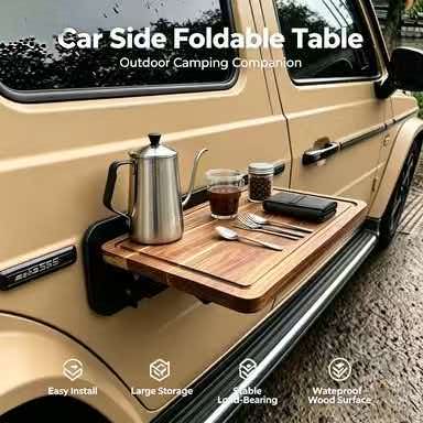 Outdoor Camping Table Foldable - Quick Setup Car Side Mount Foldable