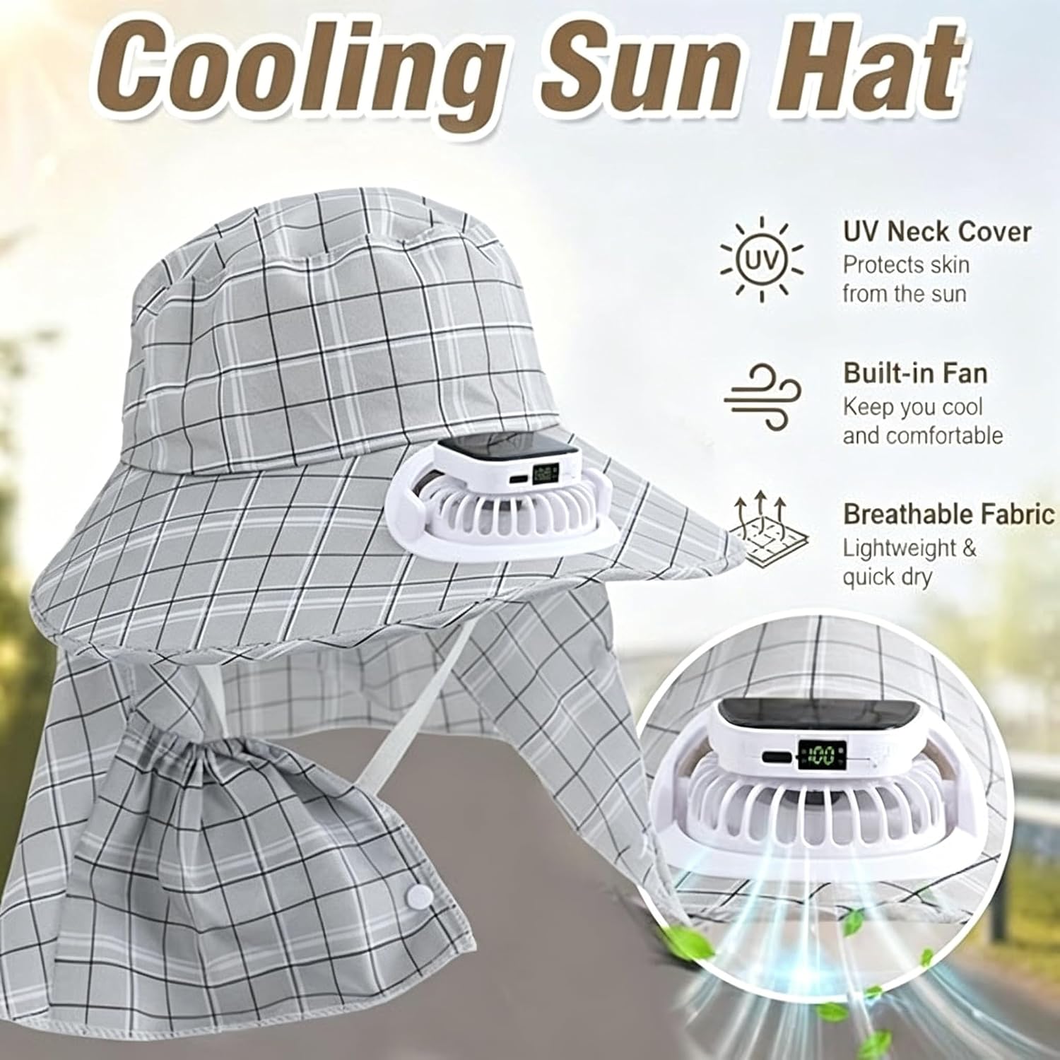 1PC Solar Power Neck Guard Fan - đánh giá và giá Outdoor Camping Fans