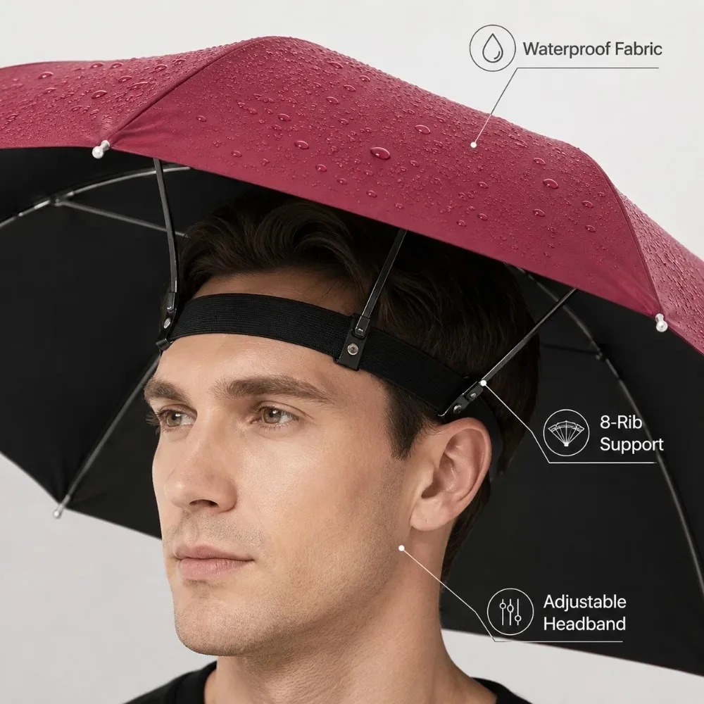 Foldable Head Umbrella Hat Han - đánh giá và giá Outdoor Camping Umbrella