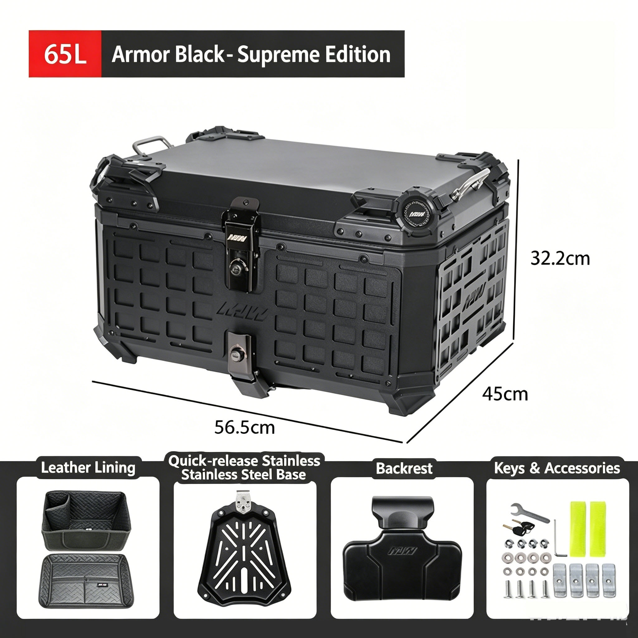 65L Motorcycle Rear Top Box Mo - đánh giá và giá Camping Quad